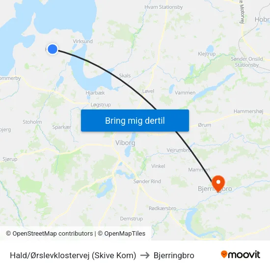 Hald/Ørslevklostervej (Skive Kom) to Bjerringbro map