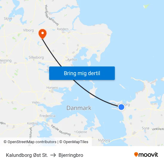 Kalundborg Øst St. to Bjerringbro map