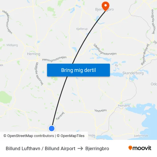 Billund Lufthavn / Billund Airport to Bjerringbro map