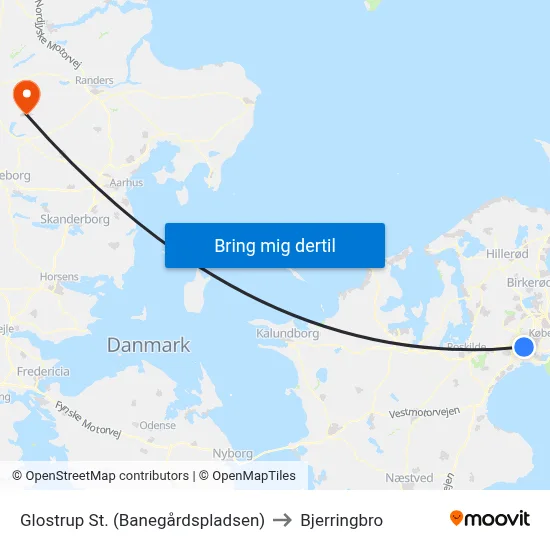 Glostrup St. (Banegårdspladsen) to Bjerringbro map