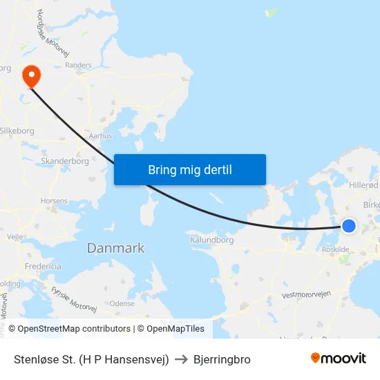 Stenløse St. (H P Hansensvej) to Bjerringbro map