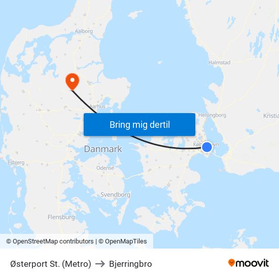 Østerport St. (Metro) to Bjerringbro map
