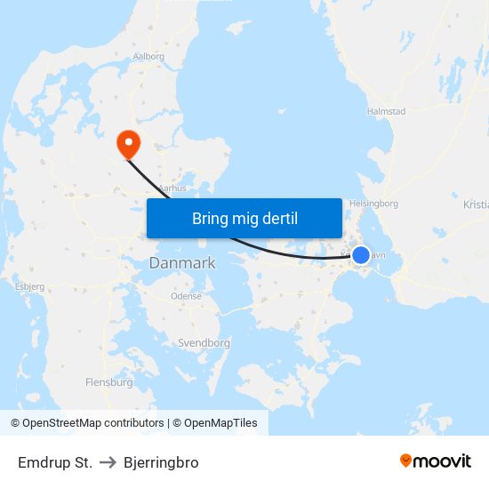 Emdrup St. to Bjerringbro map