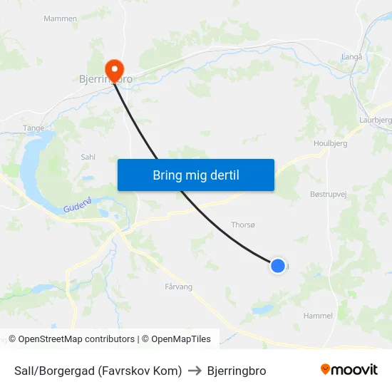 Sall/Borgergad (Favrskov Kom) to Bjerringbro map