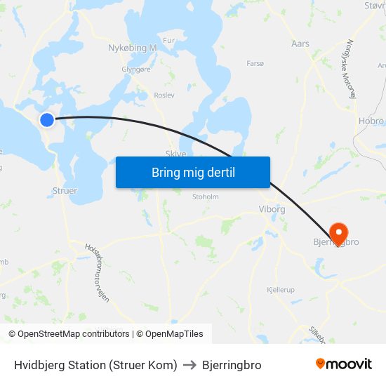 Hvidbjerg Station (Struer Kom) to Bjerringbro map