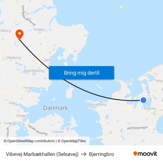 Vibevej Marbækhallen (Selsøvej) to Bjerringbro map