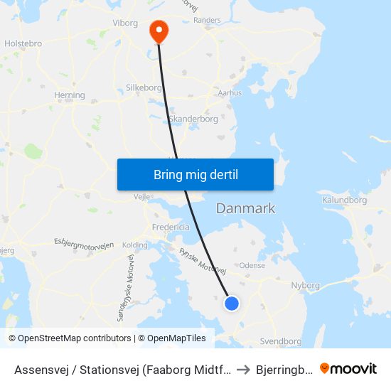 Assensvej / Stationsvej (Faaborg Midtfyn) to Bjerringbro map