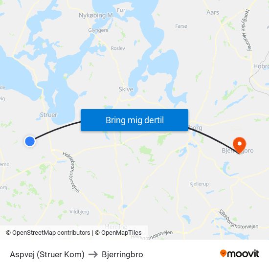 Aspvej (Struer Kom) to Bjerringbro map