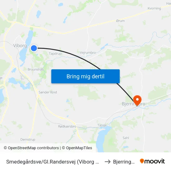 Smedegårdsve/Gl.Randersvej (Viborg Kom) to Bjerringbro map