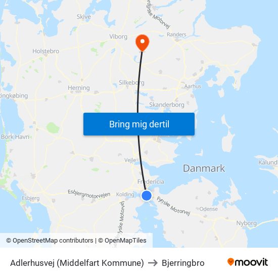 Adlerhusvej (Middelfart Kommune) to Bjerringbro map