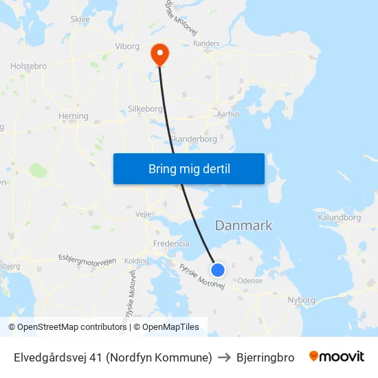 Elvedgårdsvej 41 (Nordfyn Kommune) to Bjerringbro map