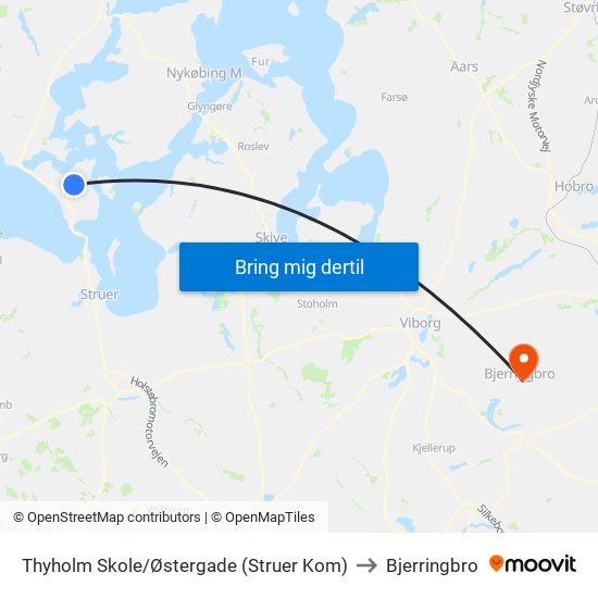 Thyholm Skole/Østergade (Struer Kom) to Bjerringbro map