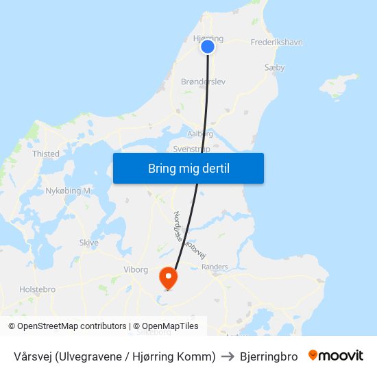 Vårsvej (Ulvegravene / Hjørring Komm) to Bjerringbro map