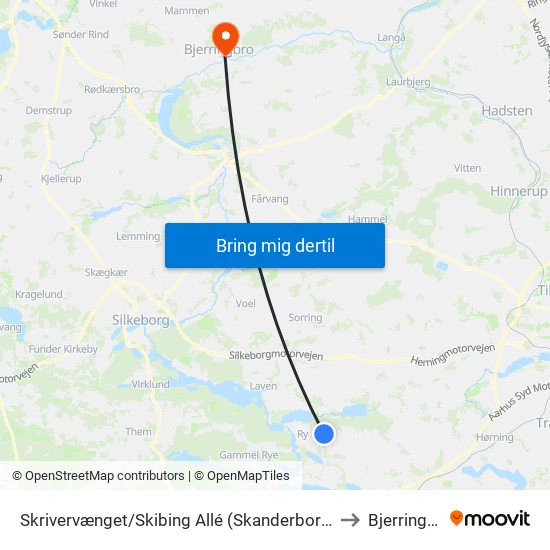 Skrivervænget/Skibing Allé (Skanderborg Kom) to Bjerringbro map