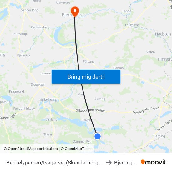 Bakkelyparken/Isagervej (Skanderborg Kom) to Bjerringbro map
