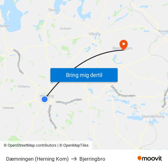 Dæmningen (Herning Kom) to Bjerringbro map