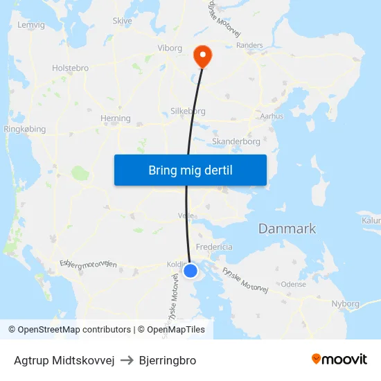 Agtrup Midtskovvej to Bjerringbro map