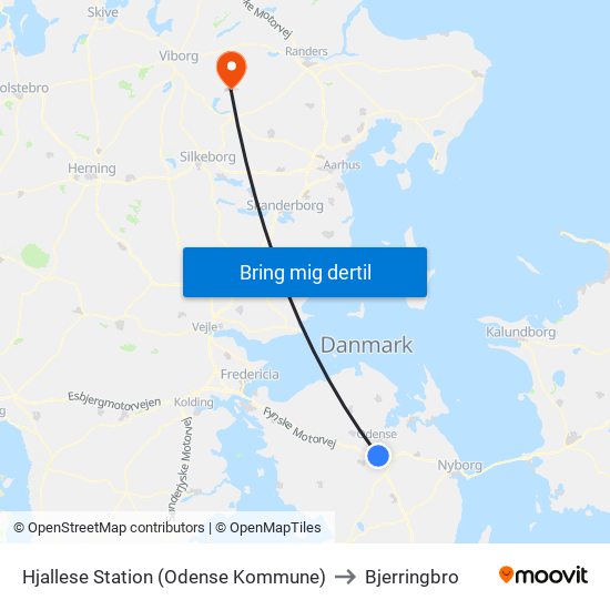 Hjallese Station (Odense Kommune) to Bjerringbro map