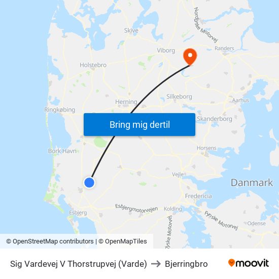 Sig Vardevej V Thorstrupvej (Varde) to Bjerringbro map