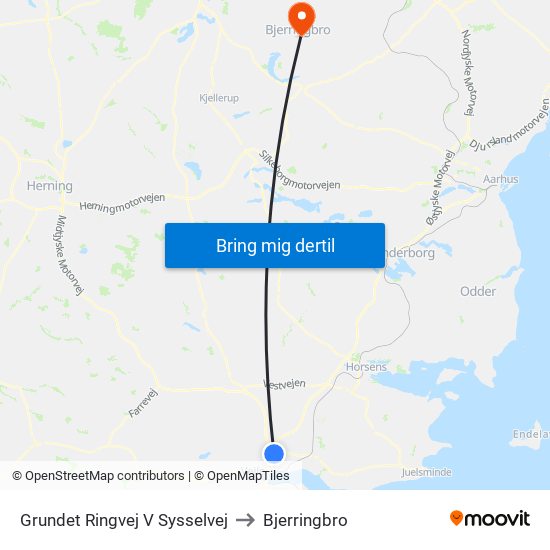 Grundet Ringvej V Sysselvej to Bjerringbro map