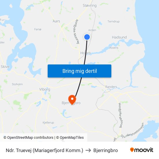 Ndr. Truevej (Mariagerfjord Komm.) to Bjerringbro map