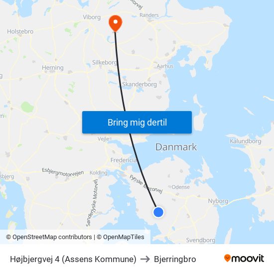Højbjergvej 4 (Assens Kommune) to Bjerringbro map