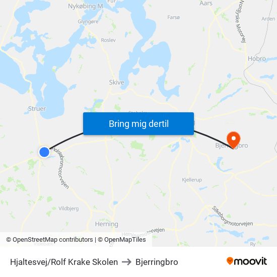 Hjaltesvej/Rolf Krake Skolen to Bjerringbro map