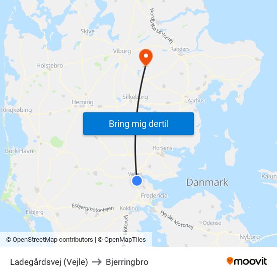 Ladegårdsvej (Vejle) to Bjerringbro map