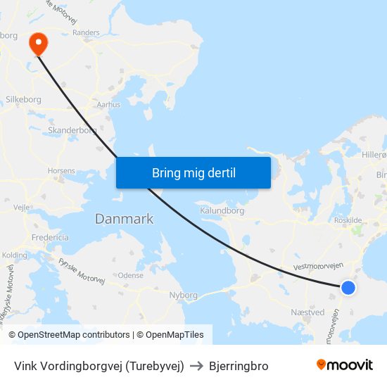 Vink Vordingborgvej (Turebyvej) to Bjerringbro map