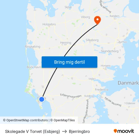 Skolegade V Torvet (Esbjerg) to Bjerringbro map