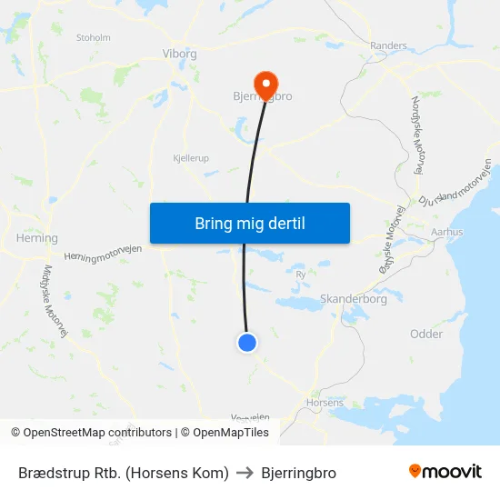 Brædstrup Rtb. (Horsens Kom) to Bjerringbro map