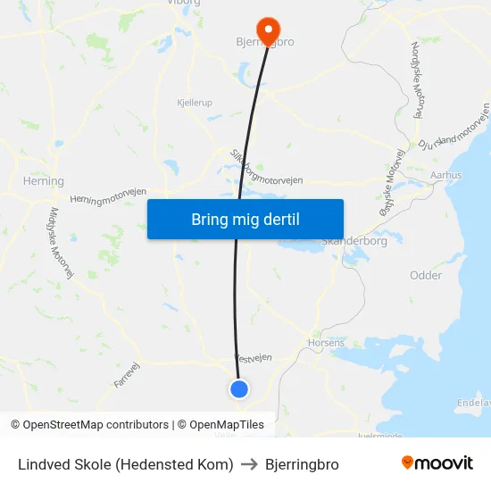 Lindved Skole (Hedensted Kom) to Bjerringbro map