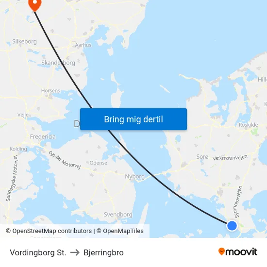 Vordingborg St. to Bjerringbro map