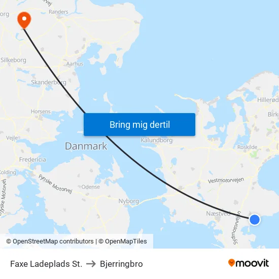 Faxe Ladeplads St. to Bjerringbro map