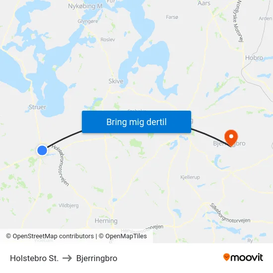 Holstebro St. to Bjerringbro map