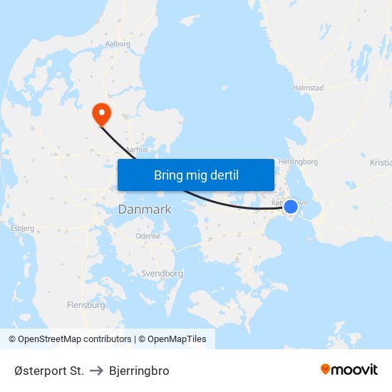 Østerport St. to Bjerringbro map