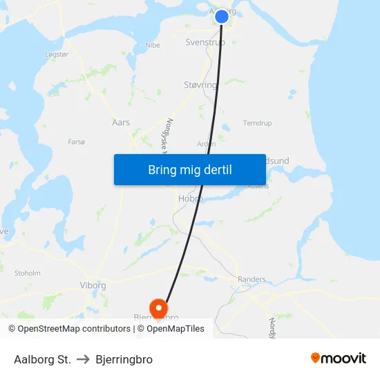 Aalborg St. to Bjerringbro map