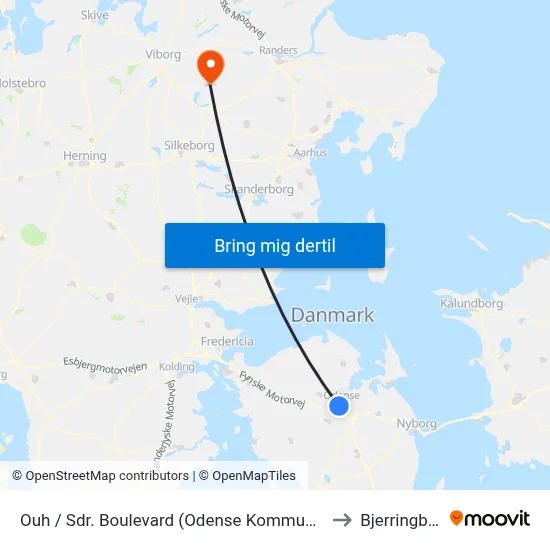 Ouh / Sdr. Boulevard (Odense Kommune) to Bjerringbro map