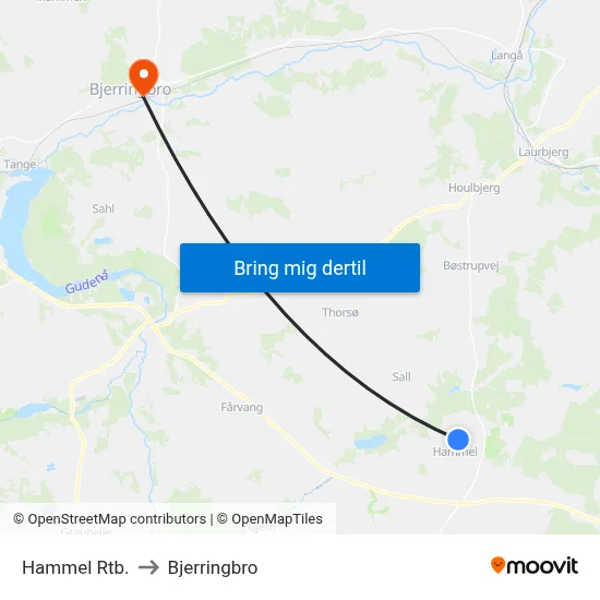 Hammel Rtb. to Bjerringbro map