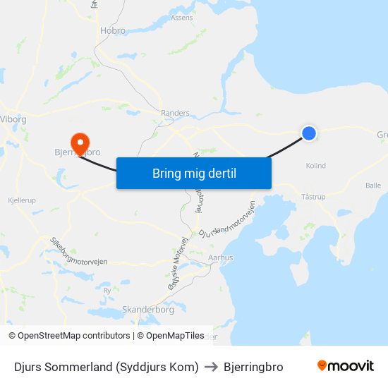 Djurs Sommerland (Syddjurs Kom) to Bjerringbro map