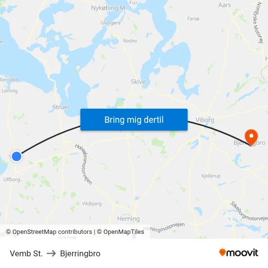 Vemb St. to Bjerringbro map