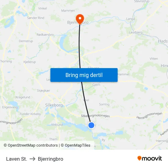 Laven St. to Bjerringbro map