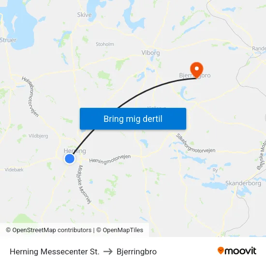 Herning Messecenter St. to Bjerringbro map