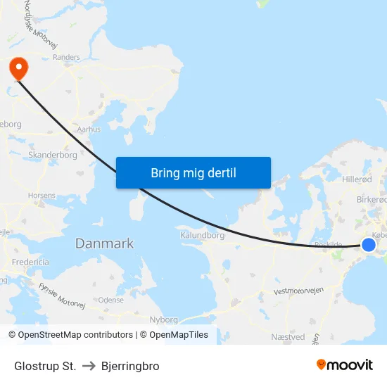 Glostrup St. to Bjerringbro map