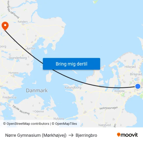 Nørre Gymnasium (Mørkhøjvej) to Bjerringbro map