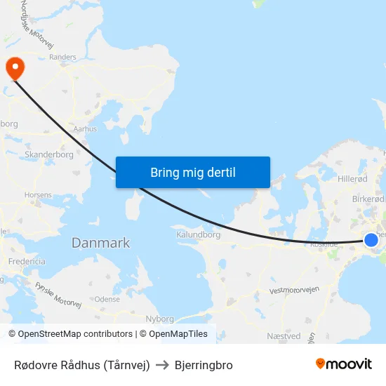 Rødovre Rådhus (Tårnvej) to Bjerringbro map