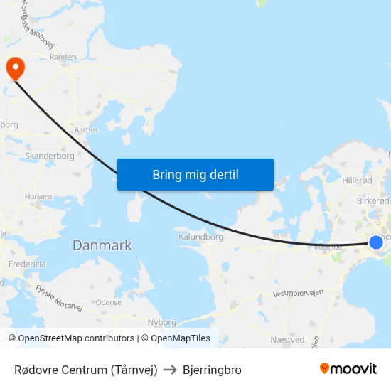 Rødovre Centrum (Tårnvej) to Bjerringbro map