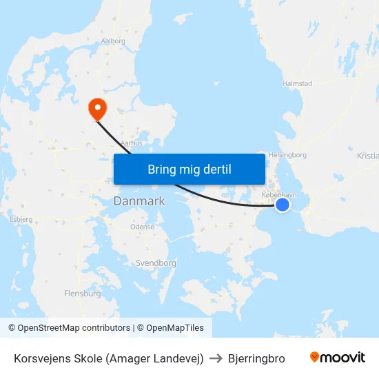 Korsvejens Skole (Amager Landevej) to Bjerringbro map