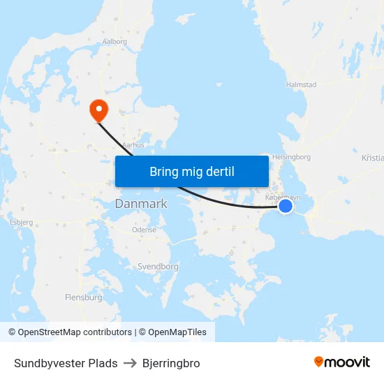 Sundbyvester Plads to Bjerringbro map