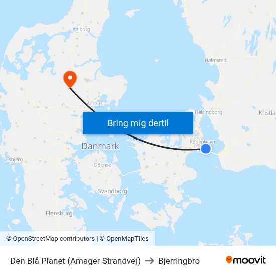 Den Blå Planet (Amager Strandvej) to Bjerringbro map